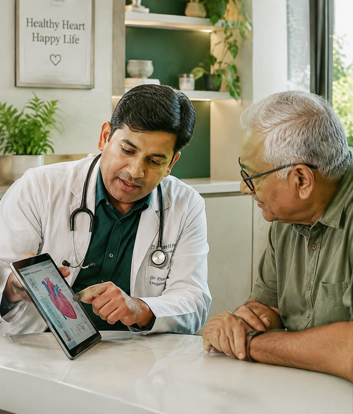 Doctor explaining heart health to a patient (representative image)